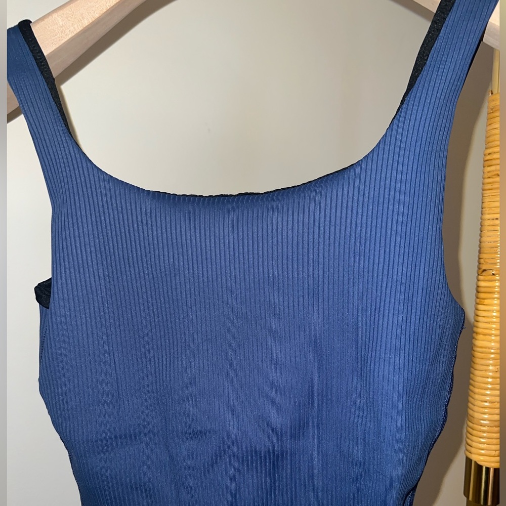 Carbon38 Blue Ribbed Tank Top - Picture 2 of 5